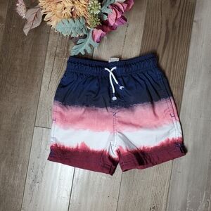 Art Class Boys' Ombre Swim Trunks Size XS (4/5) Red White Blue NWOT